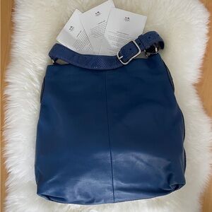 Elegant Blue Leather Coach Women's Bag